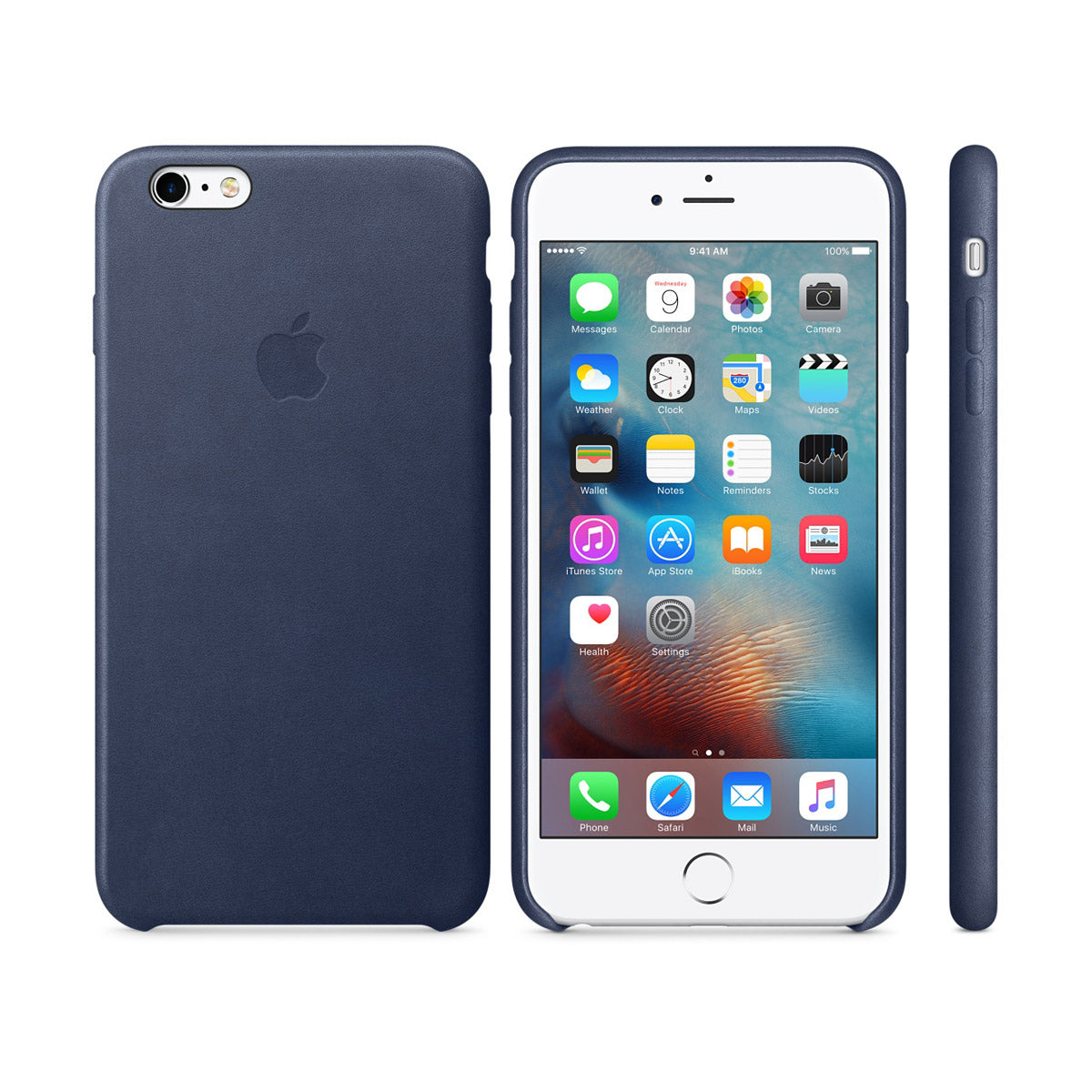 Тъмносин кожен защитен кейс за iPhone 6s Plus - iSTYLE BG