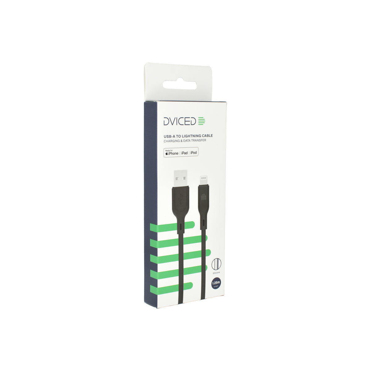 Dviced Cable USB-A to Lightning silicone 1,25m - Black - iSTYLE BG