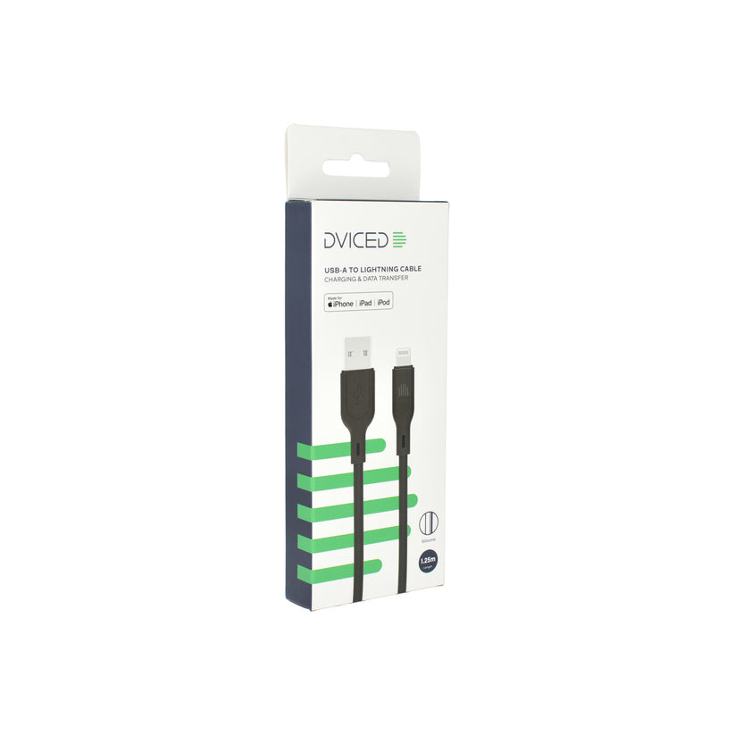 Dviced Cable USB-A to Lightning silicone 1,25m - Black - iSTYLE BG