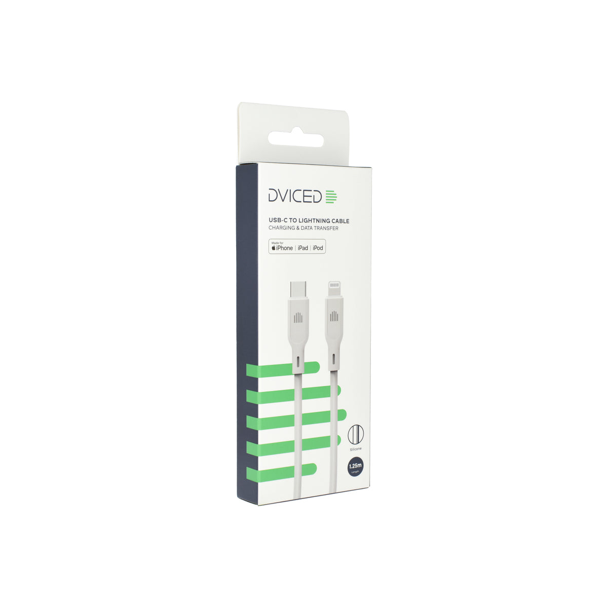 Dviced Cable USB-C to Lightning silicone 1,25m - White - iSTYLE BG