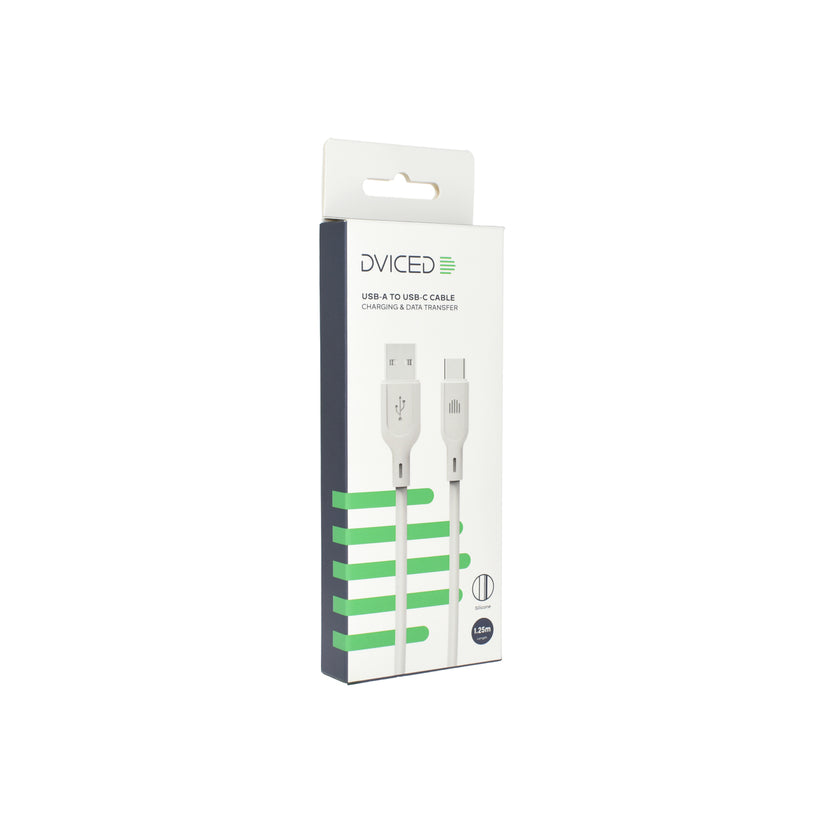 Dviced Cable USB-A to USB-C silicone 1,25m - White - iSTYLE BG