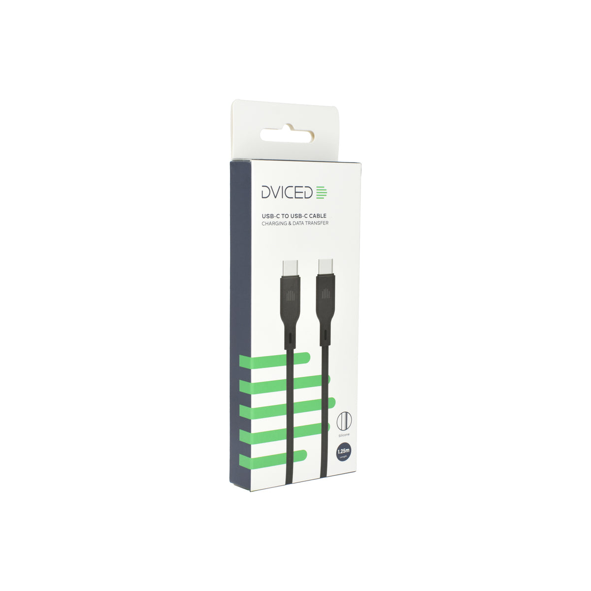 Dviced Cable USB-C to USB-C silicone 1,25m - Black - iSTYLE BG