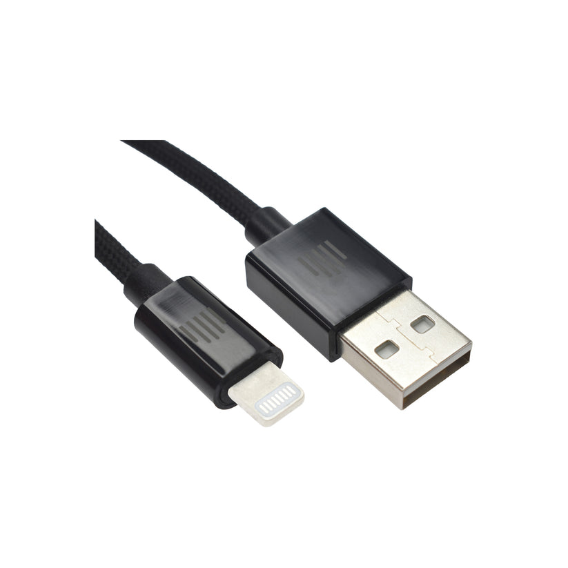 Dviced Cable USB-A to Lightning Nylon Textile 0,25m - Black - iSTYLE BG