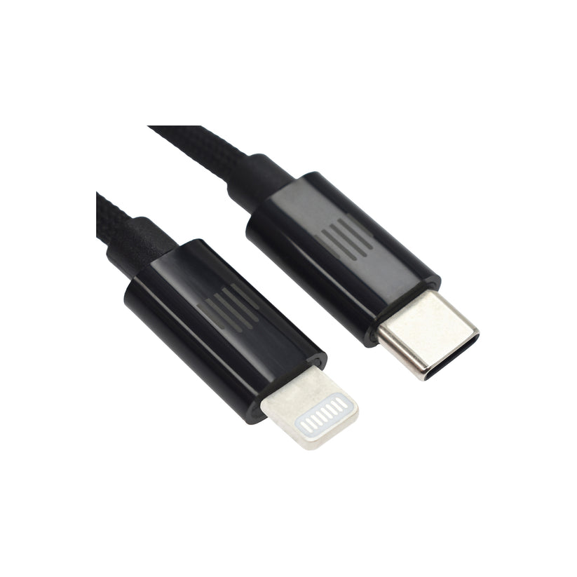 Dviced Cable USB-C to Lightning Nylon Textile 0,25m - Black - iSTYLE BG