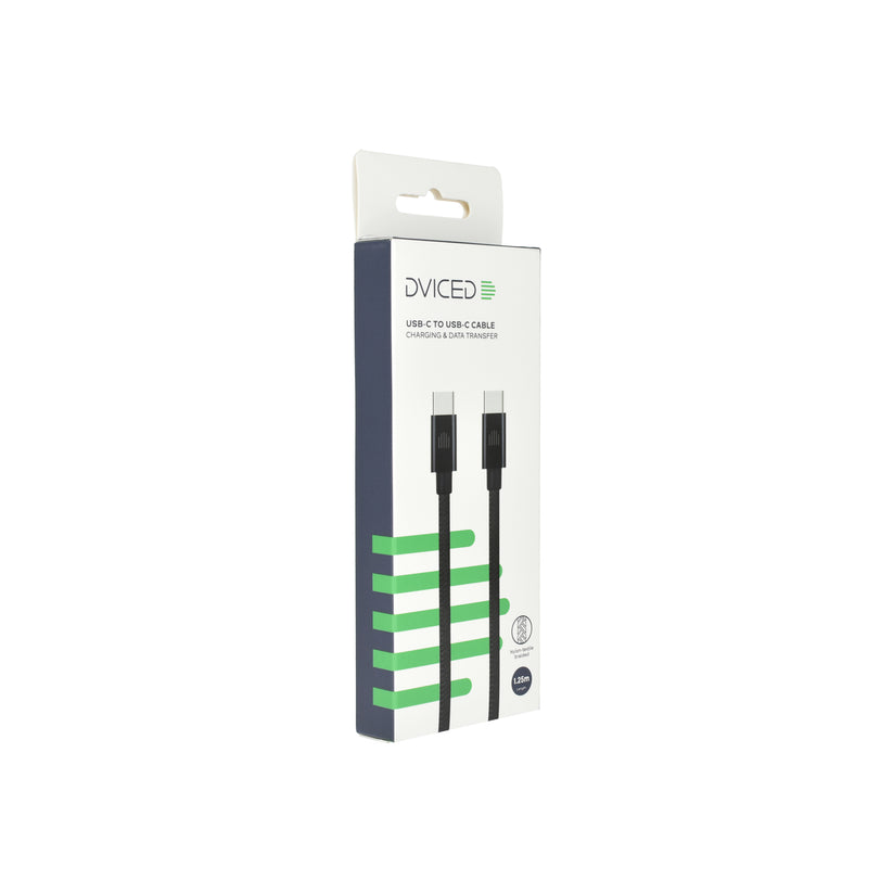 Dviced Cable USB-C to USB-C Nylon Textile 1,25m - Black - iSTYLE BG