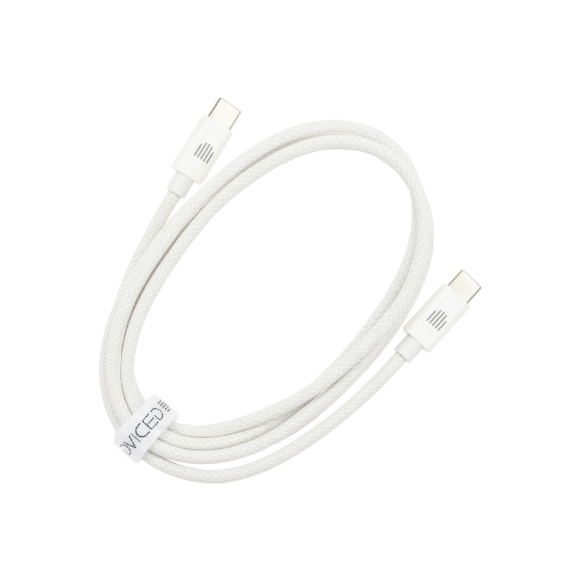 Dviced Cable USB-C to USB-C Nylon Textile 1,25m - White - iSTYLE BG