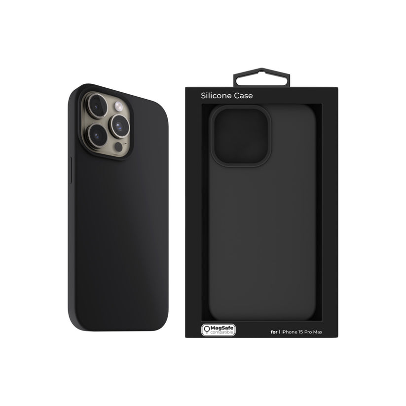 NEXT ONE silicone case MagSafe compatible for iPhone 15 Pro Max | Black - iSTYLE BG