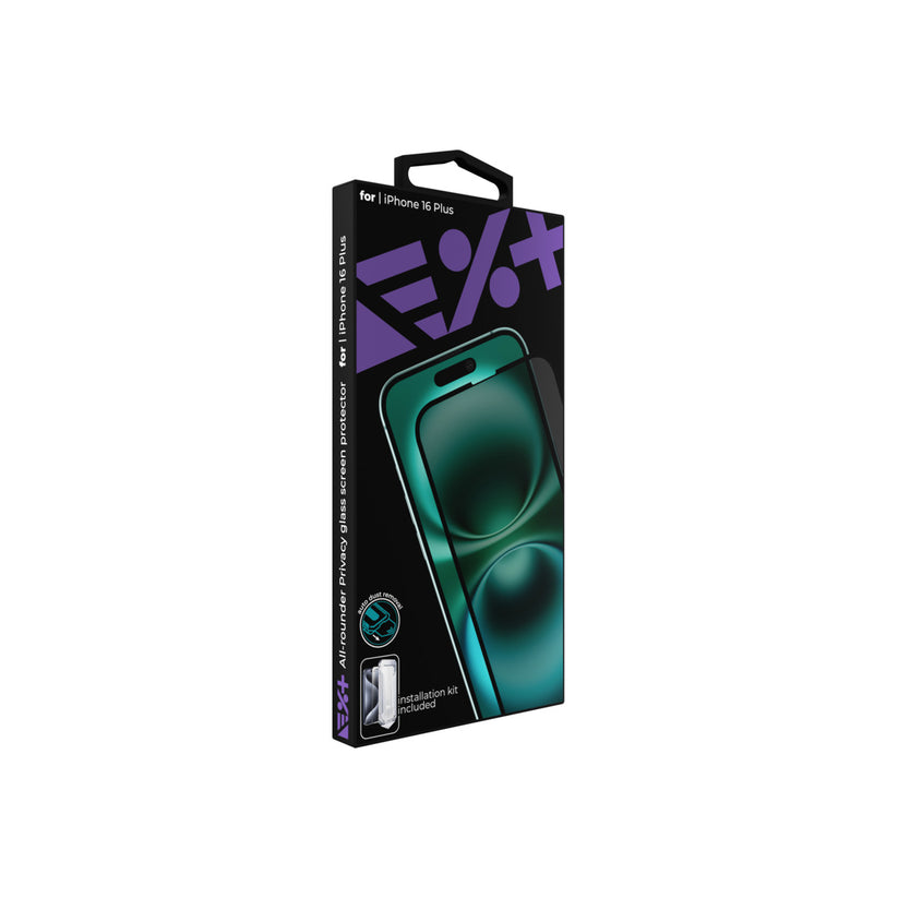 NEXT ONE All-rounder Privacy glass screen protector for iPhone 16 Plus - iSTYLE BG