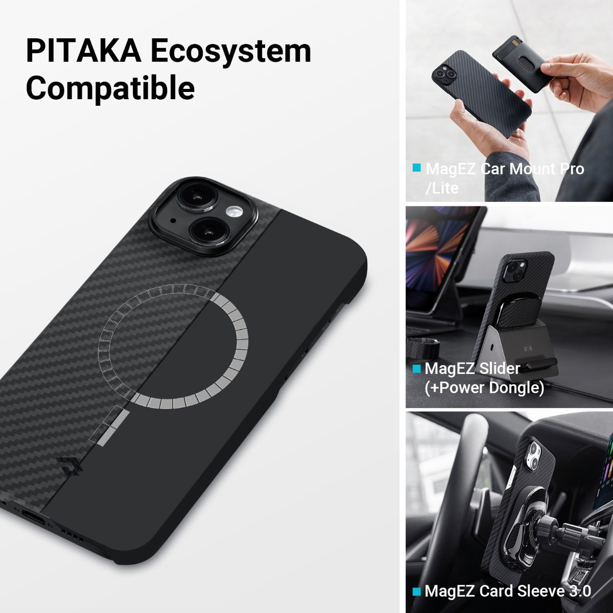 Черен кейс от Pitaka модел MagEZ 3 1500D за iPhone 14 Plus - iSTYLE BG