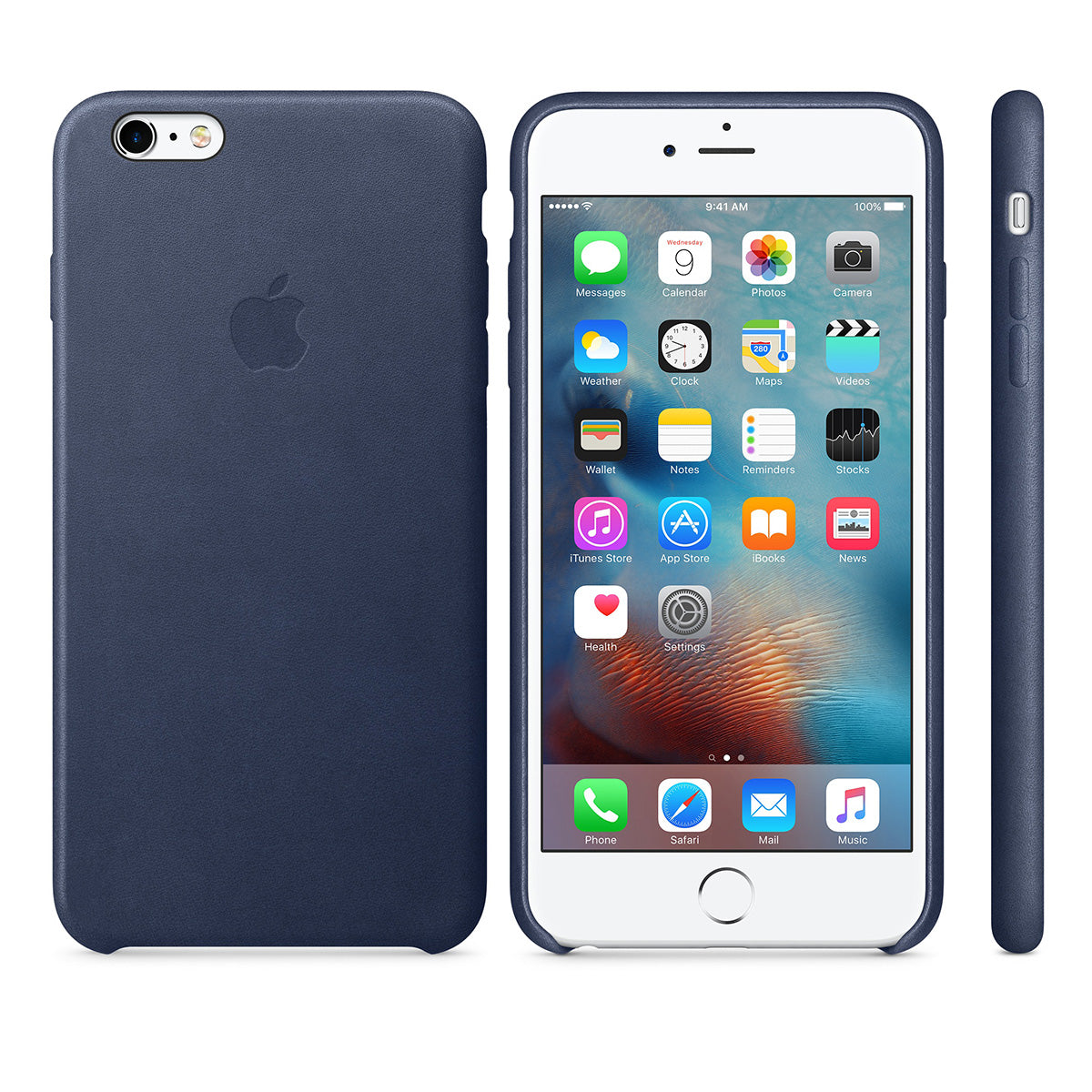 Тъмносин кожен защитен кейс за iPhone 6s Plus - iSTYLE BG