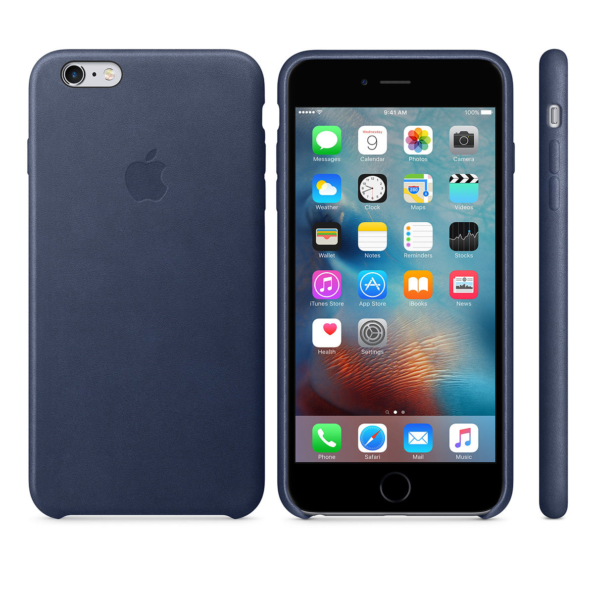 Тъмносин кожен защитен кейс за iPhone 6s Plus - iSTYLE BG