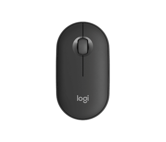 Мишка Logitech Pebble Mouse 2 M350s в цвят Tonal Graphite, изглед отгоре под ъгъл