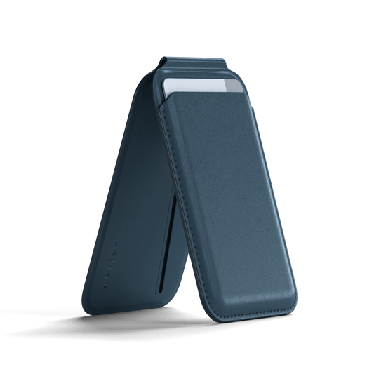 Satechi Vegan-Leather Magnetic Wallet Stand, Magsafe Compatible - Dark Blue
