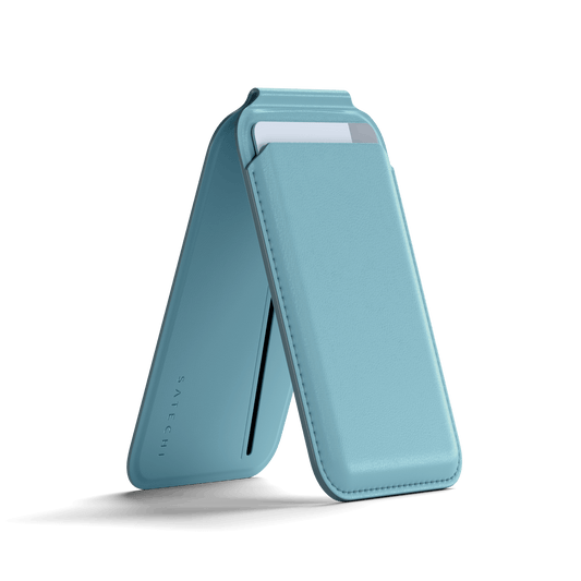 Satechi Vegan-Leather Magnetic Wallet Stand, Magsafe Compatible - Light Blue