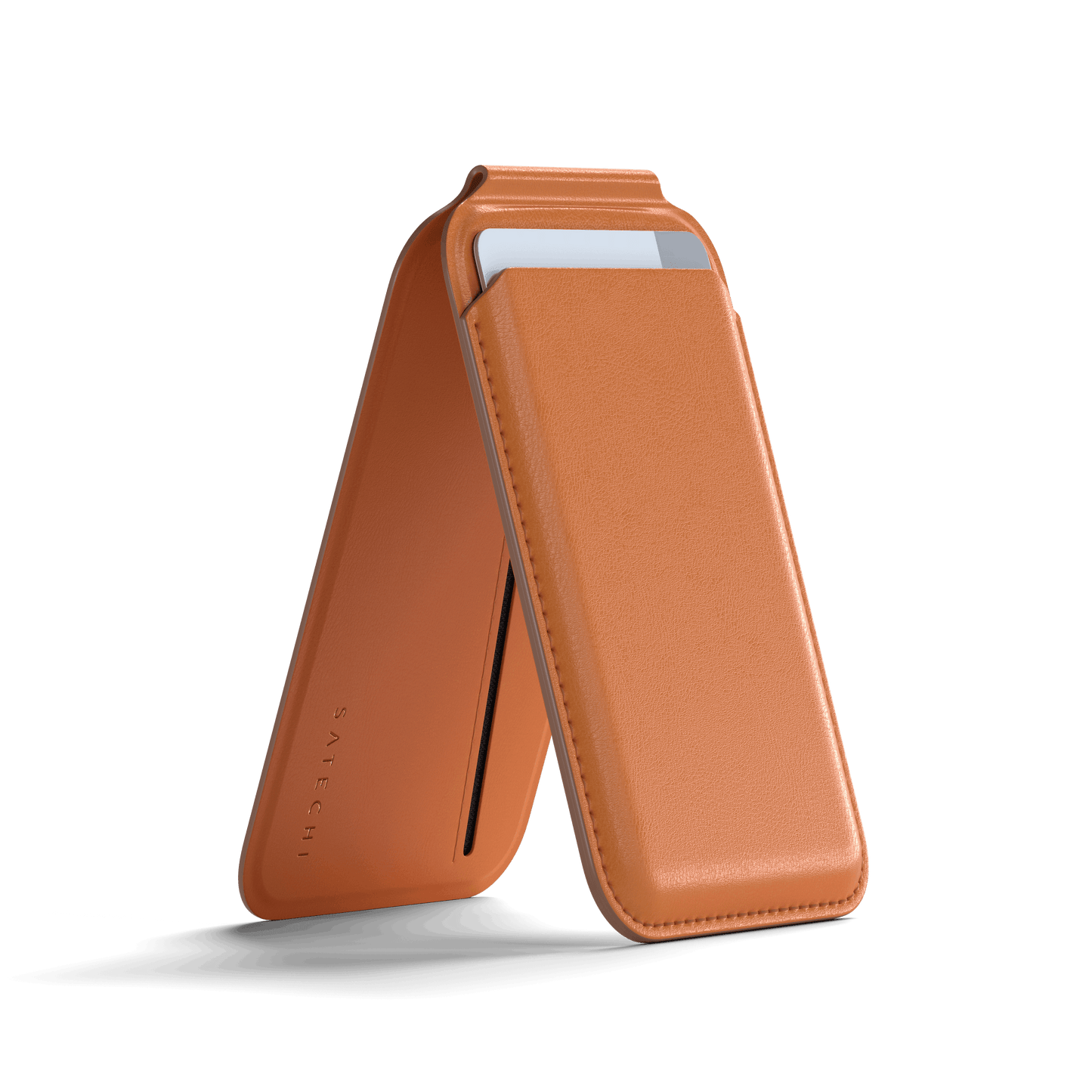 Satechi Vegan-Leather Magnetic Wallet Stand, Magsafe Compatible - Orange - iSTYLE BG