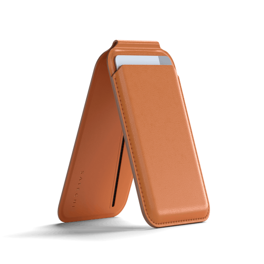 Satechi Vegan-Leather Magnetic Wallet Stand, Magsafe Compatible - Orange