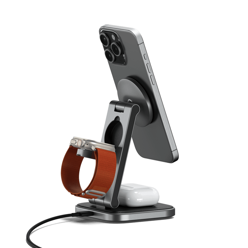 Satechi 3-in-1 Foldable Qi2 Wireless Charging Stand - Space Gray - iSTYLE BG