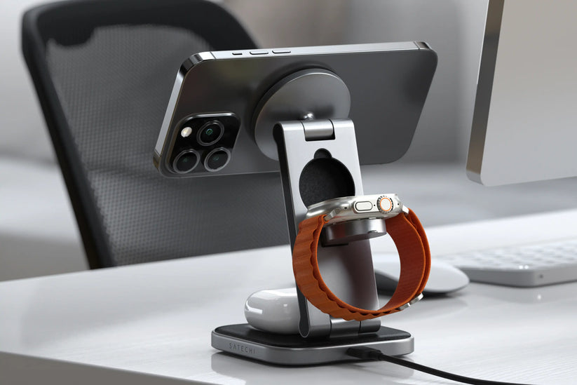 Satechi 3-in-1 Foldable Qi2 Wireless Charging Stand - Space Gray - iSTYLE BG
