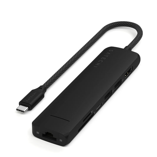 Satechi 7-in-1 USB-C Slim Multiport Adapter with Ethernet - Black
