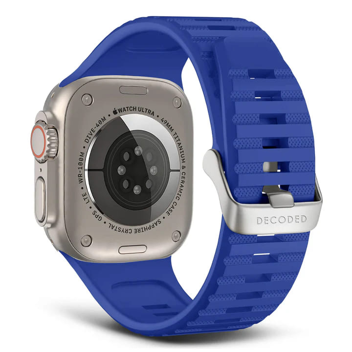 Каишка за Apple Watch 42/44/45/49MM от Decoded - силиконова - закопчалка - синя - iSTYLE BG