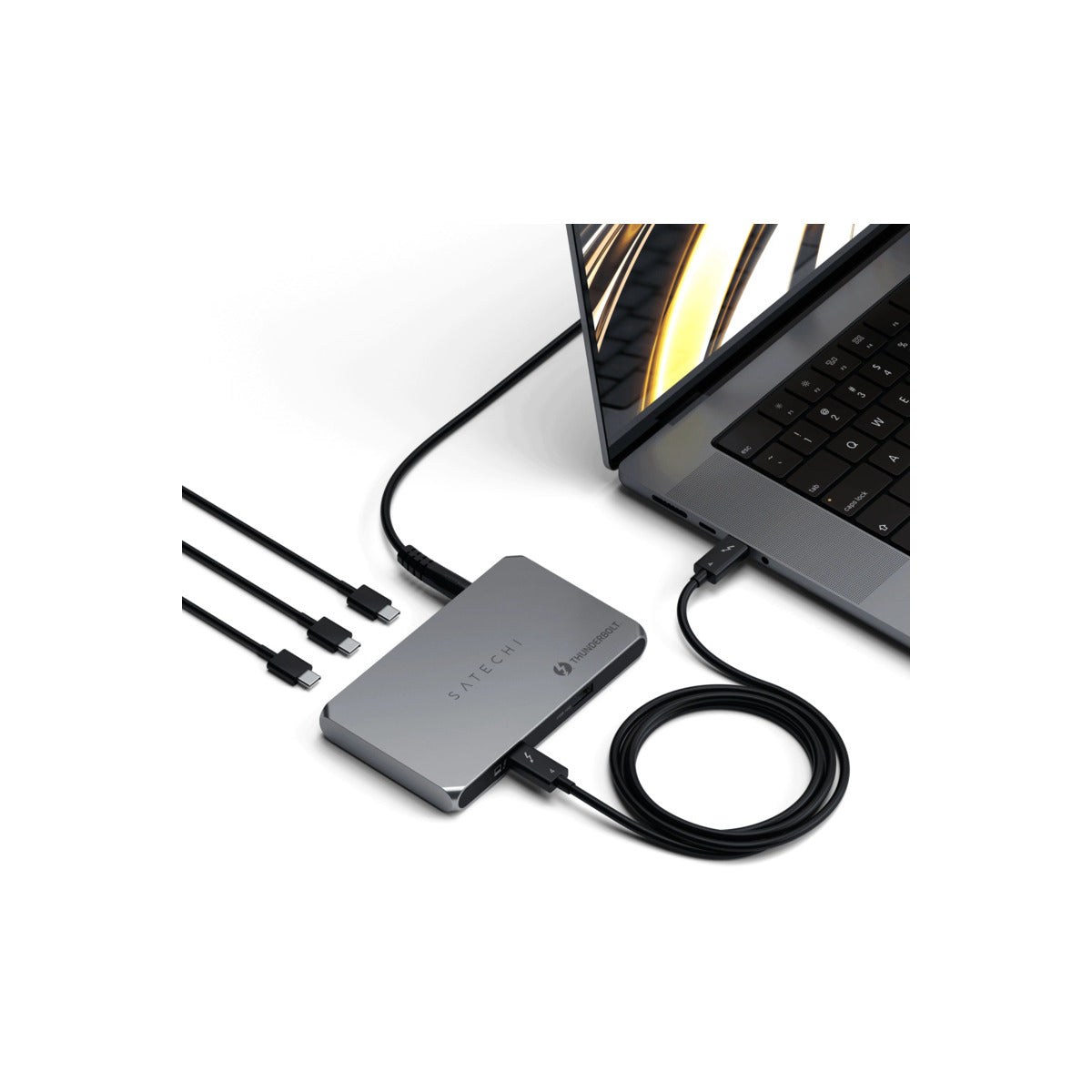 Satechi Thunderbolt 4 Slim Hub Pro (3x Thunderbolt 4 Downstream Ports up to 40 Gbps, 15W,2x 4K at 60Hz or 1x 8K at 30Hz or (1x) 6K on Mac) - Silver - iSTYLE BG