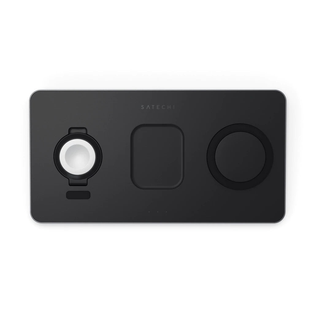 Черна безжична зарядна станция от Satechi за iPhone, Apple Watch и AirPods - iSTYLE BG