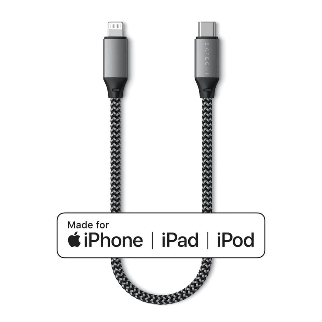 Кабел от Satechi USB-C към Lightning 25cm - Space Gray - iSTYLE BG