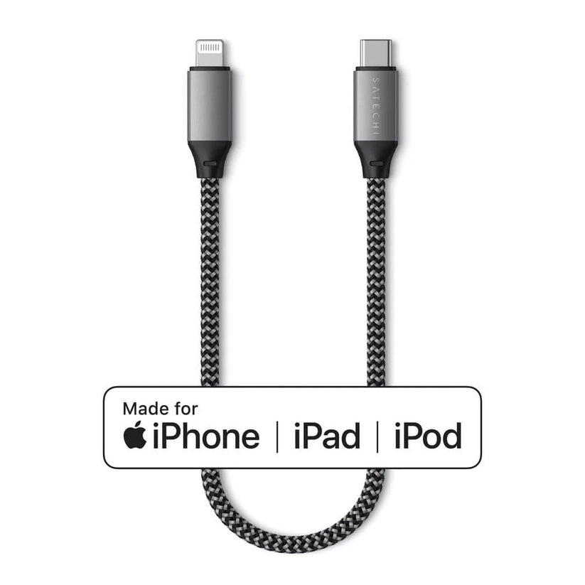 Кабел от Satechi USB-C към Lightning 25cm - Space Gray - iSTYLE BG