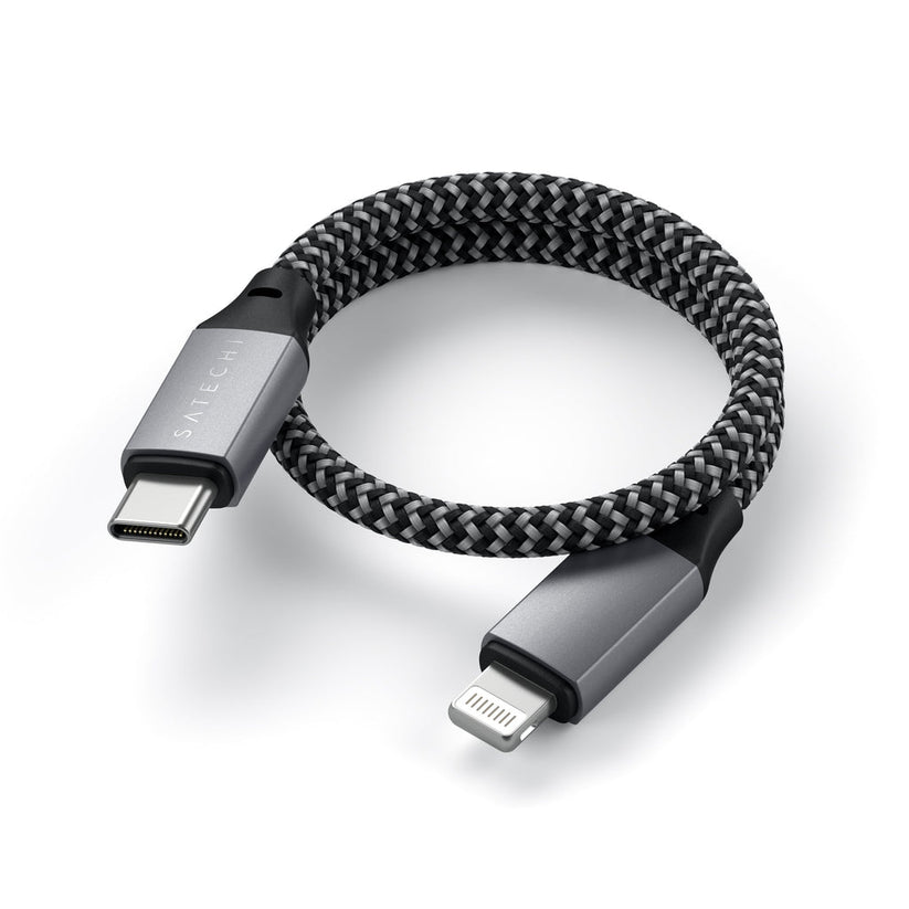 Кабел от Satechi USB-C към Lightning 25cm - Space Gray - iSTYLE BG