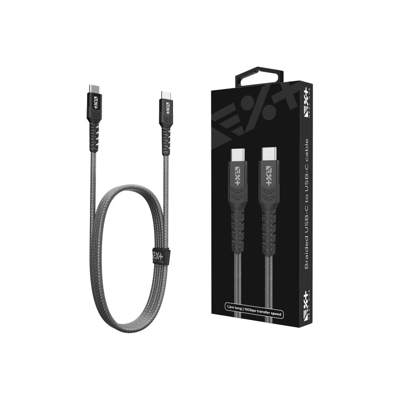 Плетен кабел от NEXT ONE USB-C към USB-C | SPACE GRAY - iSTYLE BG