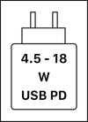 Устройството поддържа бързо зареждане чрез USB PD, дефинирано от USB Implementers Forum (USB-IF)