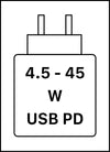 Устройството поддържа бързо зареждане чрез USB PD, дефинирано от USB Implementers Forum (USB-IF)