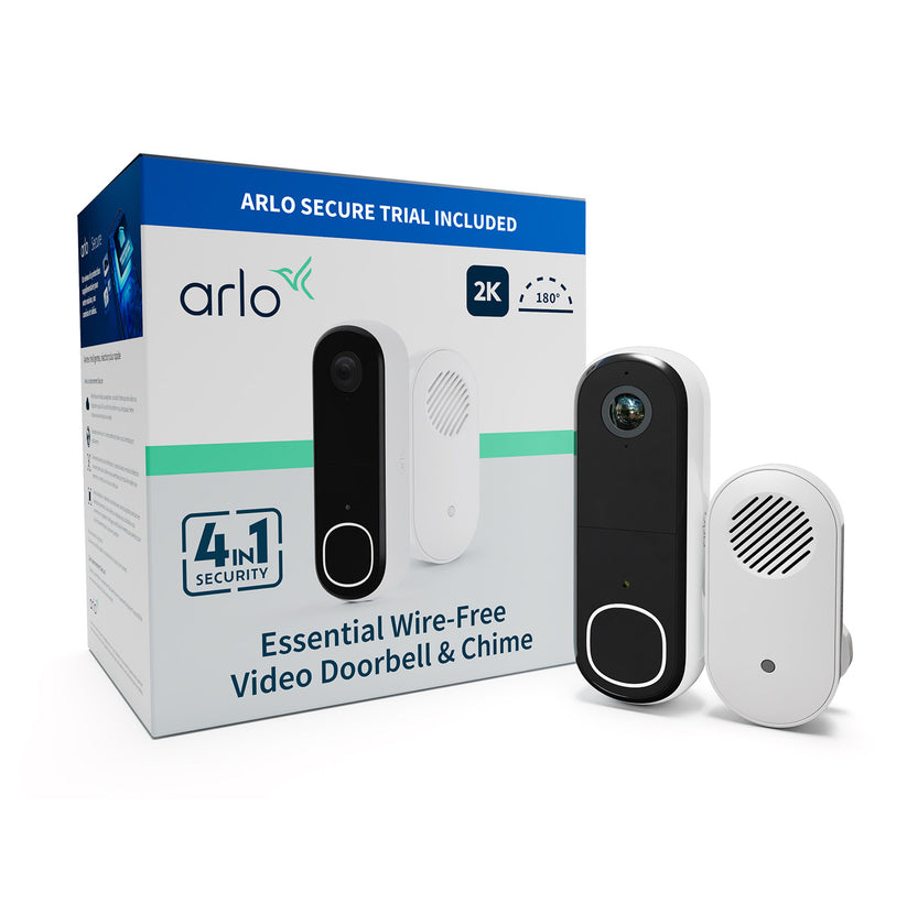 Arlo Essential (Gen.2) Video Doorbell and Chime 2K Security wireless - 1 Doorbell and chime - White - iSTYLE BG