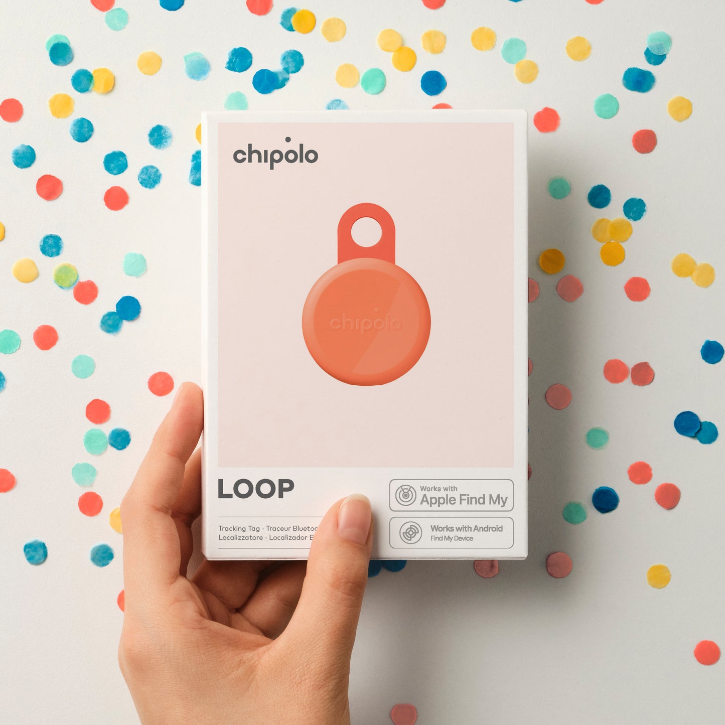 LOOP – Зареждащ се тракер, съвместим с Apple Find My от Chipolo - корал