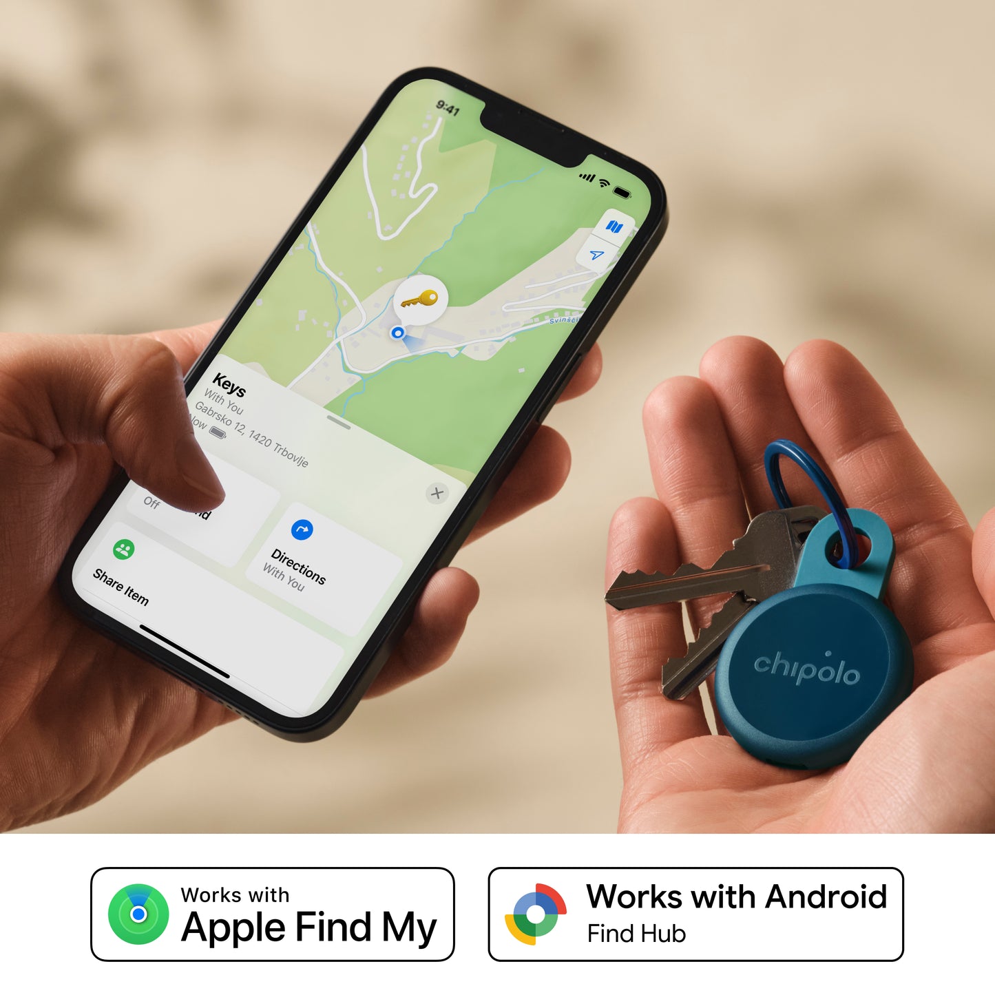 LOOP – Зареждащ се тракер, съвместим с Apple Find My от Chipolo - син