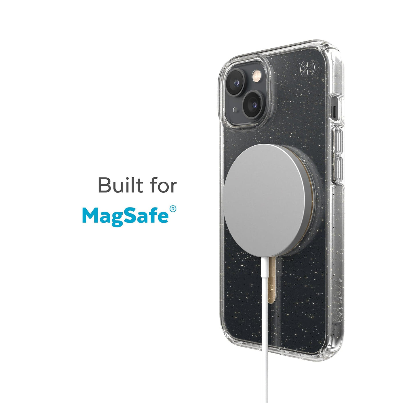 Speck iPhone 14 PLUS Presidio 2 CLEAR GLITTER / GOLD + MagSafe