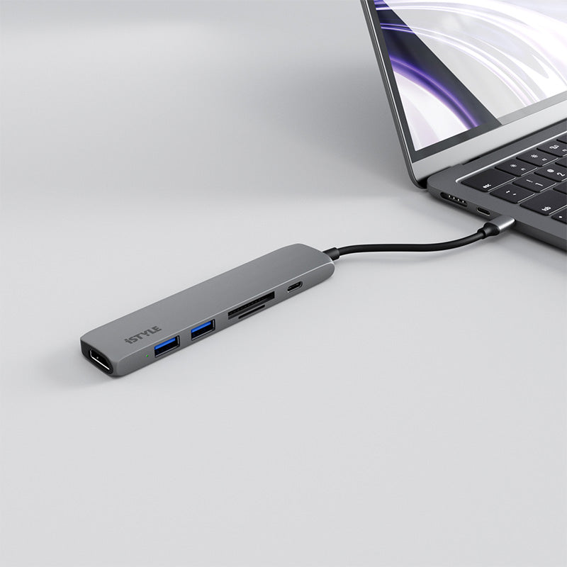 iStyle 6in1 Aluminium Hub 8K with USB-C connector - space gray - iSTYLE BG
