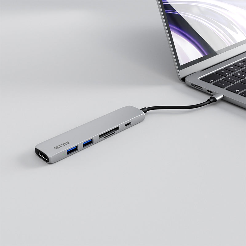 iStyle 6in1 Aluminium Hub 8K with USB-C connector - silver - iSTYLE BG