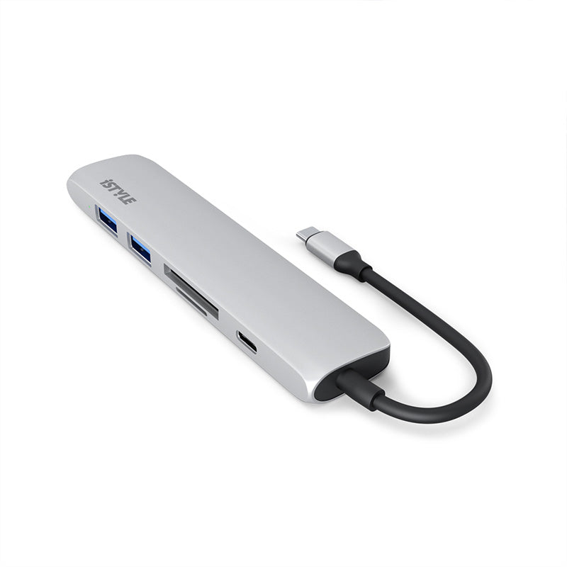 iStyle 6in1 Aluminium Hub 8K with USB-C connector - silver - iSTYLE BG