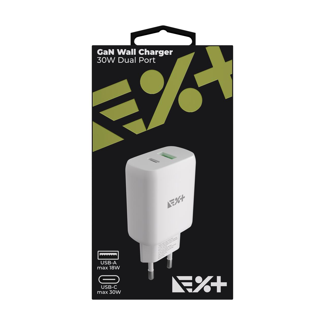 NEXT ONE 30W Dual Port GaN Wall Charger | 1 USB-A & 1 USB-C