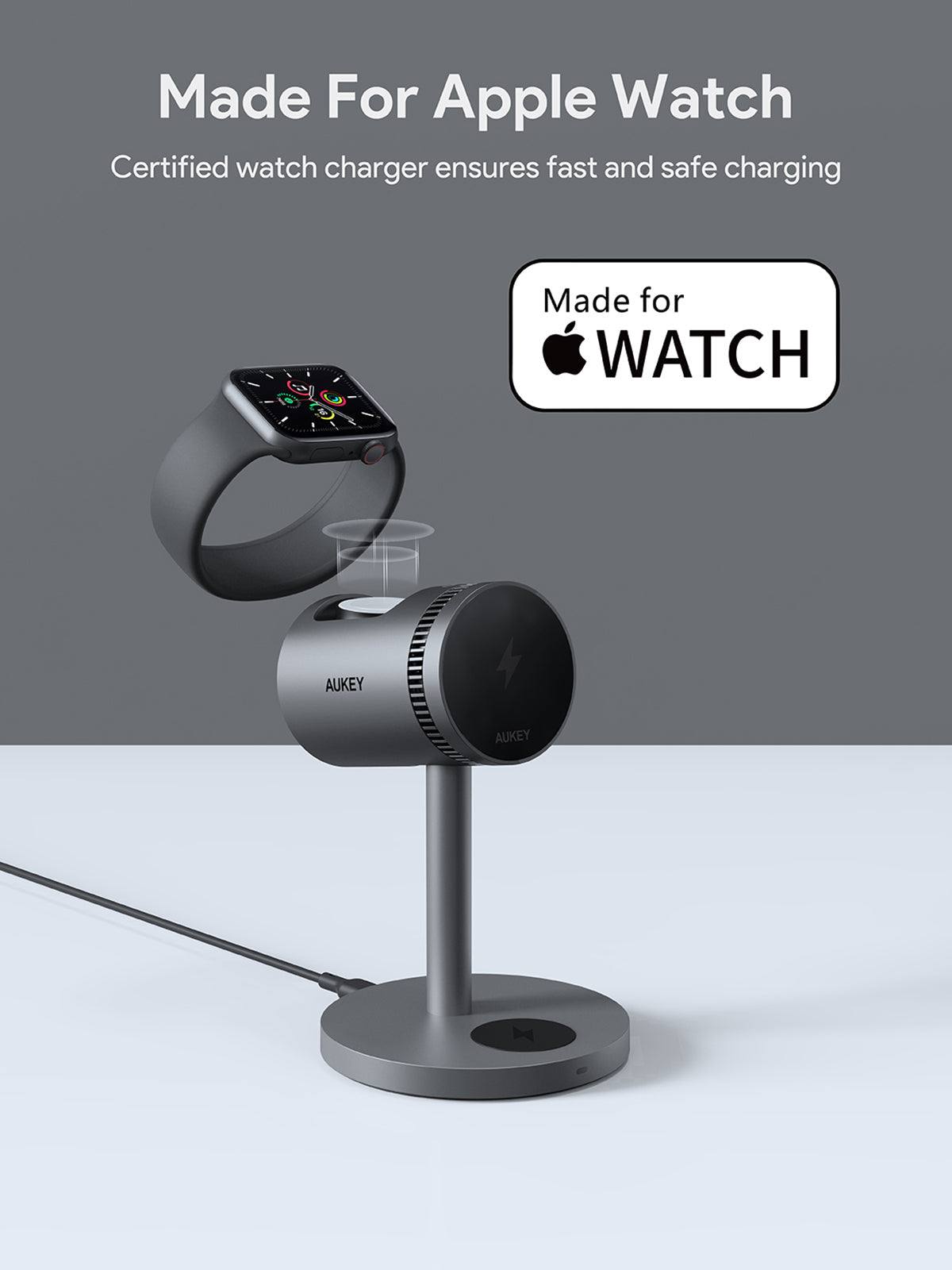 Зарядна стойка от AUKEY 3 в 1 - с активно охлаждане