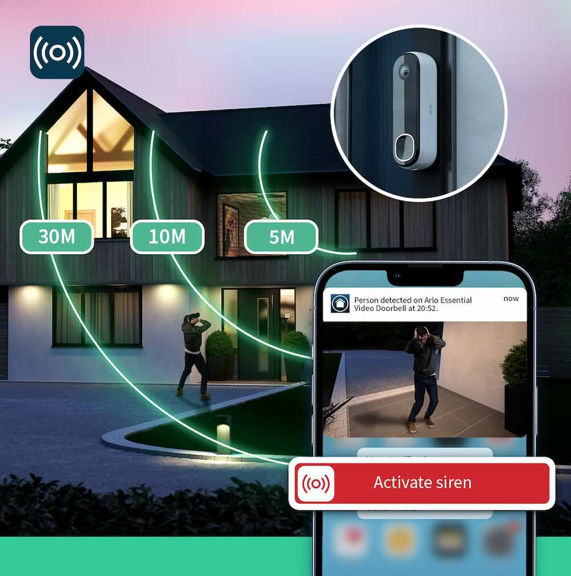 Arlo Essential (Gen.2) Video Doorbell and Chime 2K Security wireless - 1 Doorbell and chime - White - iSTYLE BG