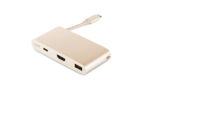 Златист многофункционален мултипортов адаптер USB-C Multiport на Moshi - iSTYLE BG