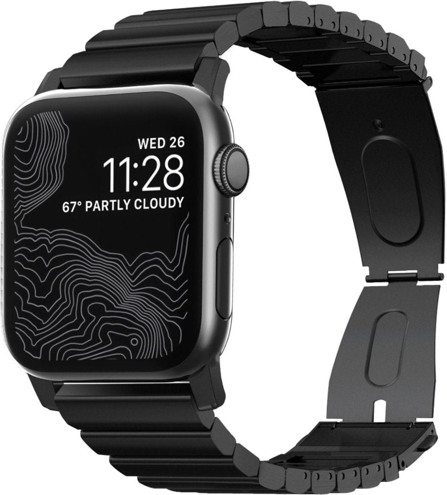 Каишка за Apple Watch от Nomad - 44/42 mm Steel – черна - iSTYLE BG