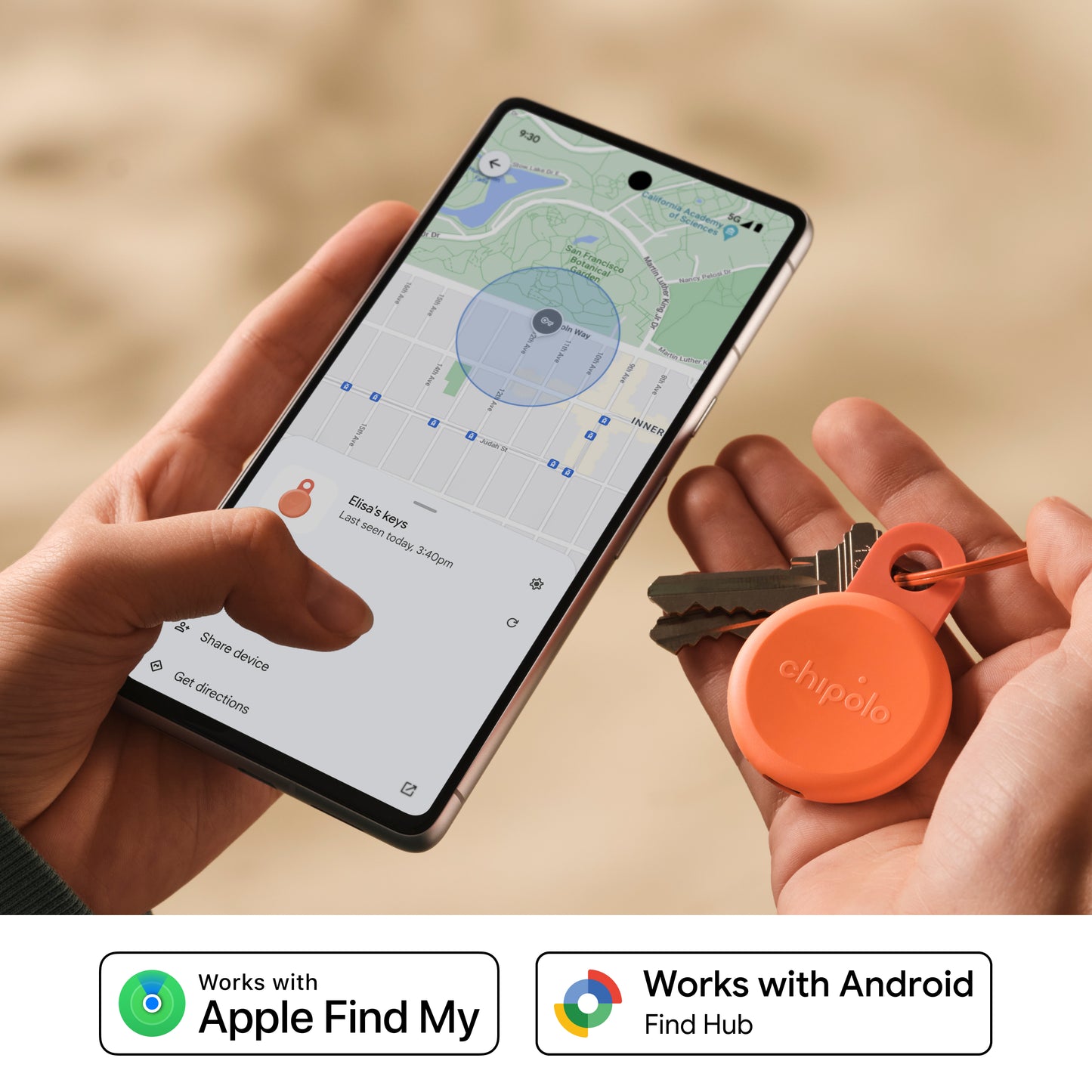 LOOP – Зареждащ се тракер, съвместим с Apple Find My от Chipolo - корал