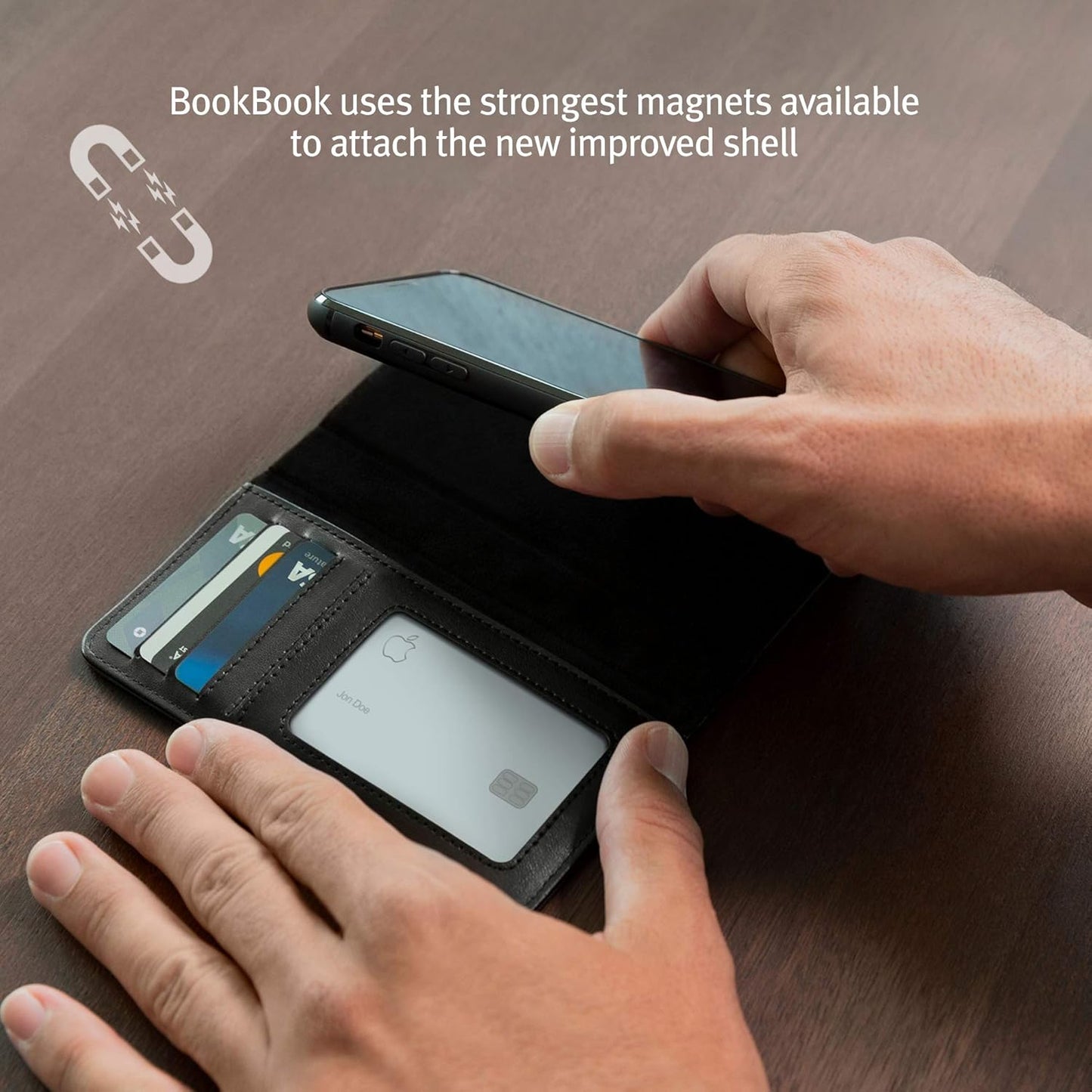 TwelveSouth BookBook Premium leather, all-in-one iPhone wallet case for iPhone 12/Pro - Black