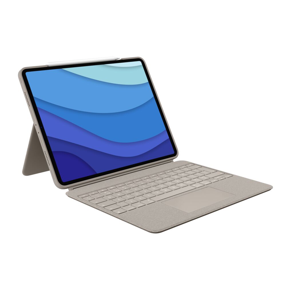 Logitech Combo Touch Detachable keyboard case with trackpad for iPad Pro 12.9-inch (5th and 6th gen) - Sand - UK