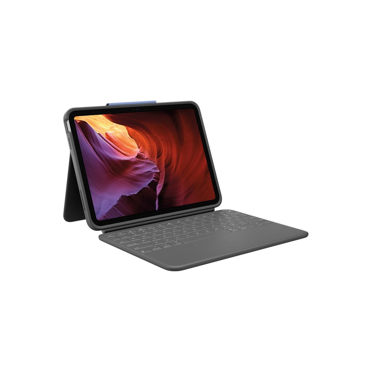 Logitech Rugged Folio Ultra-protective keyboard case with Smart Connector for iPad (10th gen) - Oxford Grey - US