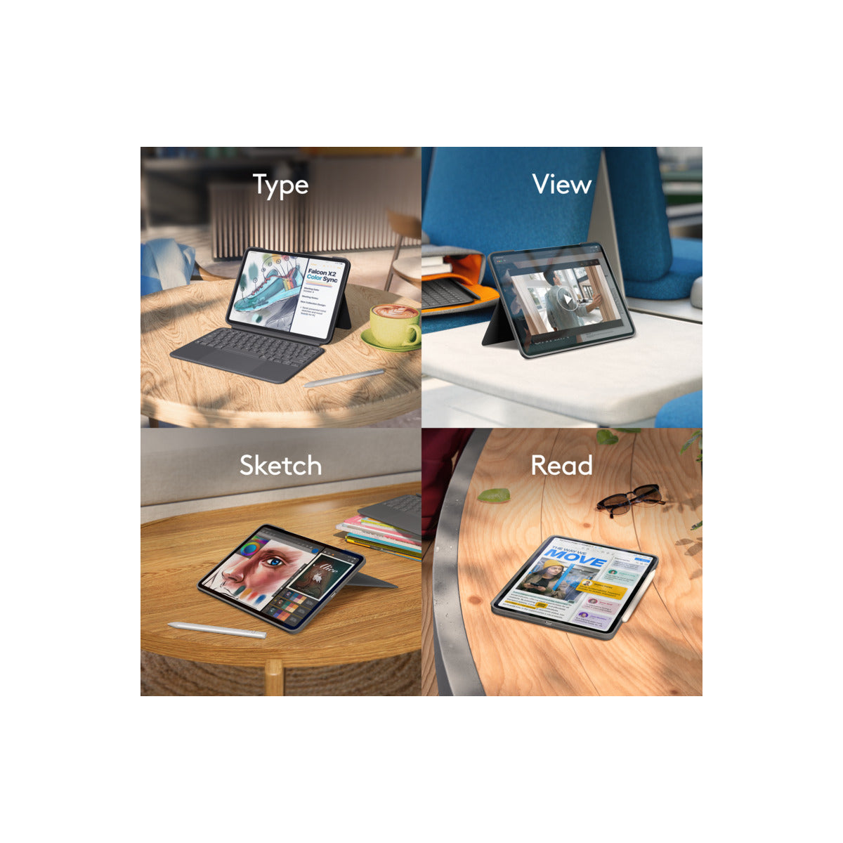 Logitech Combo Touch iPad Pro 11-inch (M4)-EMEA28-935 - Graphite - US