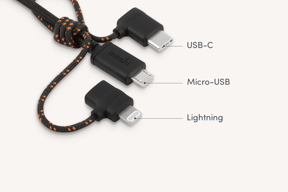Moshi 3-in-1 Universal Charging cable (USB-C / Lightning / MicroUSB) - Black